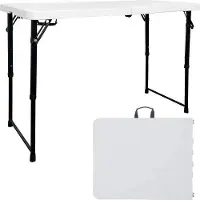 Famanu Table pliante réglable en hauteur, 105 cm, blanche, pour les réceptions