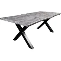Meublorama Table de salle à manger RIVET 180 cm aspect bois gris et métal noir