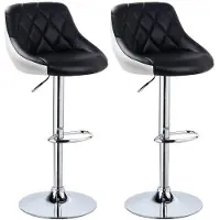 OEM Tabourets de bar ergonomiques en similicuir - Lot de 2 - Cuisine - Noir - Réglables en hauteur - Hauteur d'assise 60-82 cm