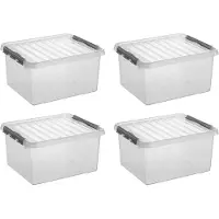 Sunware Sonnenwaren Q -Linie Storagebox Transparent/Gris 36 litres - Set de 4 pièces