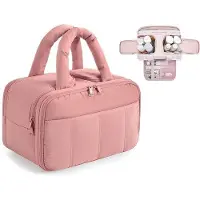 OEM Trousse de toilette pour femme - 30 x 18,5 x 21,5 cm - Polyester - Rose