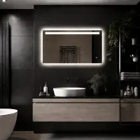 Megagoods LoXa – Miroir de salle de bain rectangulaire Ambi avec LED 100 × 60 cm – Dimmable – 3 modes LED – Surface antibuée – Qualité durable – Installation facile
