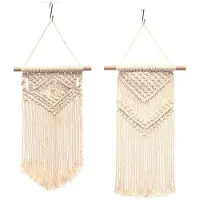 OEM Lot de 2 tentures murales en macramé - Décoration bohème - Fixation murale - Coton - 45 cm
