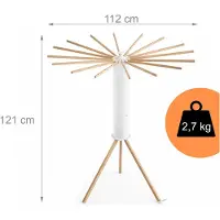 Relaxdays Séchoir à linge , pliable, 16 barres de séchage, H x P 121 x 112 cm, pour le balcon et le camping, séchoir à linge en bois, blanc/naturel