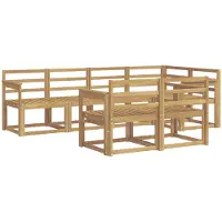 vidaXL Ensemble de salon de jardin 7 pièces, blanc, en bois d'acacia massif