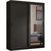 MargaretHadas24 Armoire Henry avec miroir, 120 cm, comprenant 2 portes coulissantes (noire)