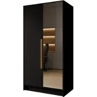 MargaretHadas24 Armoire Goya II 100 cm avec miroir (noir, poignées dorées)