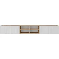 MargaretHadas24 Margaret Hadas24 Meuble TV Noe IV Meuble TV bas 300 cm À suspendre Design moderne Salon Montage mural, Meuble TV artisanal, blanc