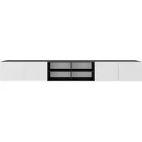 MargaretHadas24 Margaret Hadas24 Meuble TV Leo IV Meuble TV bas 300 cm À suspendre Design moderne Salon Montage mural, Meuble TV noir, blanc