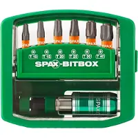 Spax 4000007899019 - SPAX-BITBOX T-STAR Plus, 6 Embouts, T10, T15, T20, T25, T30, T40, Porte-embout, 1 Pièce