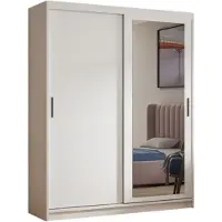 MargaretHadas24 Armoire Henry avec miroir, 160 cm, comprenant 2 portes coulissantes (blanche)