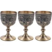 Semoic 3X Classical Coupe de Vin En MéTal À La Main Petite Coupe Gobelet En Verre À Vin En Cuivre
