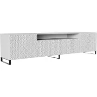 MargaretHadas24 Meuble TV Cali III Meuble TV Meuble TV bas 200 cm Façades fraisées comme un kaléidoscope Design moderne Trois portes (Couleur : blanc, blanc)