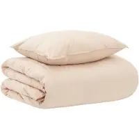 vidaXL Ensemble de literie beige 135 x 200 cm, en coton, kapok et polyester
