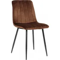 CLP Chaise de salle à manger rembourrée Dijon, avec surpiqûres décoratives et patins de protection, couleur marron, matière : velours