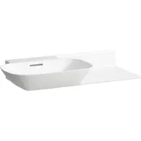 Laufen INO lavabo, sans trou pour robinetterie, avec trop-plein, tablette céramique à droite, 900x450mm, H8133020001091