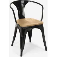AHD Amazing Home Design Chaise design industriel bar cuisine Steel Wood Arm Light - Noir