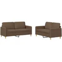 vidaXL Ensemble de canapés 2 pcs avec coussins Marron Tissu