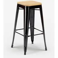 AHD Amazing Home Design chaises haut bar cuisine métal haut h78cm bois steel up wood - Noir