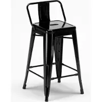 AHD Amazing Home Design Tabouret de bar style industriel en métal avec dossier Steel Top - Noir
