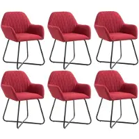 Syfax Chaises à manger lot de 6 rouge bordeaux tissu
