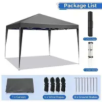 StarTech.com Pavillon de jardin - Tente pliante pop-up de 3x3 mètres - Imperméable - Protection UV - Structure en aluminium pliable - Tissu Oxford - Gris