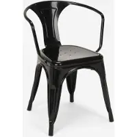 AHD Amazing Home Design Chaise style industriel avec accoudoirs en acier pour cuisine et bar Steel Arm - Noir