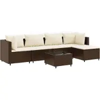 vidaXL Ensemble salon de jardin 6 pièces avec coussins Marron Poly rotin