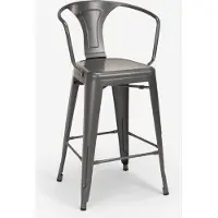 AHD Amazing Home Design tabouret de bar avec dossier métallique et accoudoirs style industriel pour bar et cuisine steel back - gris foncé