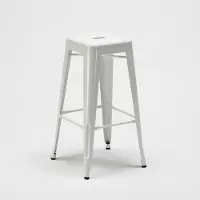 AHD Amazing Home Design Tabouret de bar 76cm en acier métal pour bar et cuisine Steel Up - Blanc