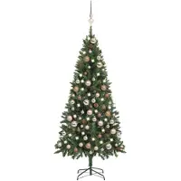 The Living Store Arbre de Noël artificiel avec éclairage Boules Cônes 180 cm