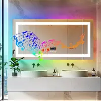 VRYGLE Miroir de Salle de Bain LED 160 × 80 cm avec RGB et Bluetooth, 11 Couleurs Réglables, Anti-Buée