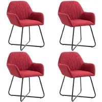 Syfax Chaises à manger lot de 4 rouge bordeaux tissu