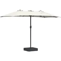 Syfax Parasol de jardin Sable et anthracite 385 x 209 x 244 cm