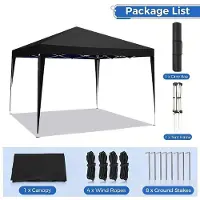 StarTech.com Pavillon de jardin pliable - Tente de fête pliante 3x3 mètres - Imperméable - Protection UV - Structure en aluminium - Noir