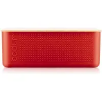 Bodum Bistro Boîte à pain grand format avec couvercle en bambou 24 x 37 x 14 cm rouge