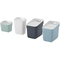 Curver Lot de 4 poubelles à collecte immédiate - 5 l + 10 l + 2 x 20 l - blanc/vert/bleu/gris