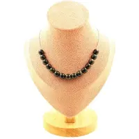 Bijoux Pierres et Minéraux. Collier 15 perles Obsidienne dorée 8 mm. Chaine en acier inoxydable Collier femmes, hommes. Taille personnalis