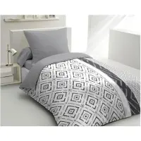 HOME LINGE PASSION Set de linge de lit en microfibres ETHNO - 1 housse de couette 140 x 200 cm + 1 taie d'oreiller 63 x 63 cm -