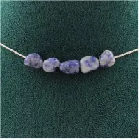 Bijoux Pierres et Minéraux. Collier 5 perles Jaspe bleu d'Afrique du Sud. Chaine en acier Collier femmes, hommes. Taille personnalisable.