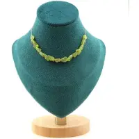 Bijoux Pierres et Minéraux. Collier 15 perles Péridot de Myanmar (Birmanie) Chaine en acier Collier femmes, hommes. Taille personnalisable.