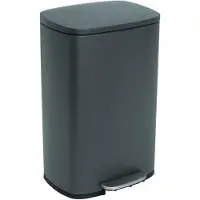 Kitchen Move Poubelle de cuisine à pédale 50L Design ADMIRAL Gris mat en acier Inox avec seau et fermeture douce