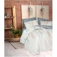 L'essentiel Maison , Ranforce King-Size-Bettbezug-Set (FR), Hiedra - Indigo, 100 % BAUMWOLLE RANFORCE, Indigo, 240 x 220 cm
