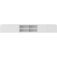 MargaretHadas24 Margaret Hadas24 Meuble TV Mio IV Meuble TV bas 300 cm Suspendu Design moderne Salon Montage mural, Meuble TV blanc, blanc