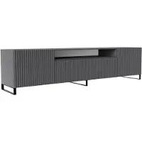 MargaretHadas24 Meuble TV Noe III Meuble TV Meuble TV bas 200 cm Façades fraisées verticalement Design moderne Trois portes Salon (couleur : graphite, graphite)