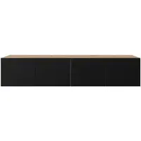 MargaretHadas24 Margaret Hadas24 Meuble TV Nicole Meuble TV Meuble TV bas 200 cm À suspendre Design moderne Salon Montage mural, Meuble TV artisanal, noir