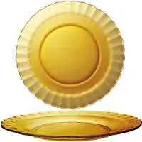 Duralex Lot De 6 - Assiette Plate Ondulée En Verre 23 Cm Teinté Vermeil