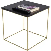 FutuStal Table basse carrée en fil métallique 40x40x43 Loft Glamour dorée + plateau MiniPearl