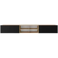 MargaretHadas24 Margaret Hadas24 Meuble TV Leo IV Meuble TV bas 300 cm Suspendu Design moderne Salon Montage mural, Meuble TV artisanal, noir