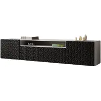 MargaretHadas24 Meuble TV Cali Meuble TV Meuble TV bas 200 cm Façades fraisées comme un kaléidoscope Design moderne Trois portes Montage mural (Couleur : blanc, noir)